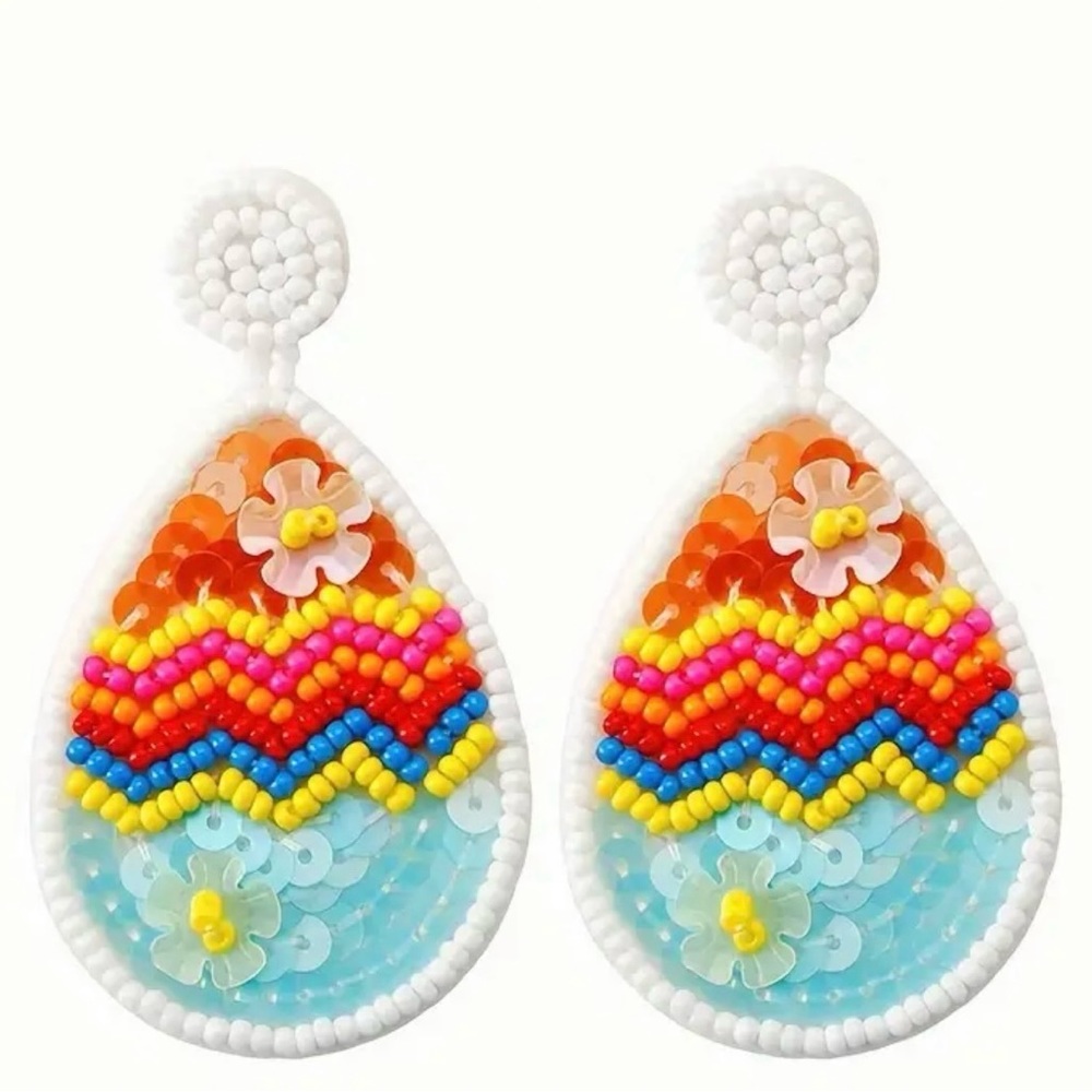 Beaded Easter Egg Earrings